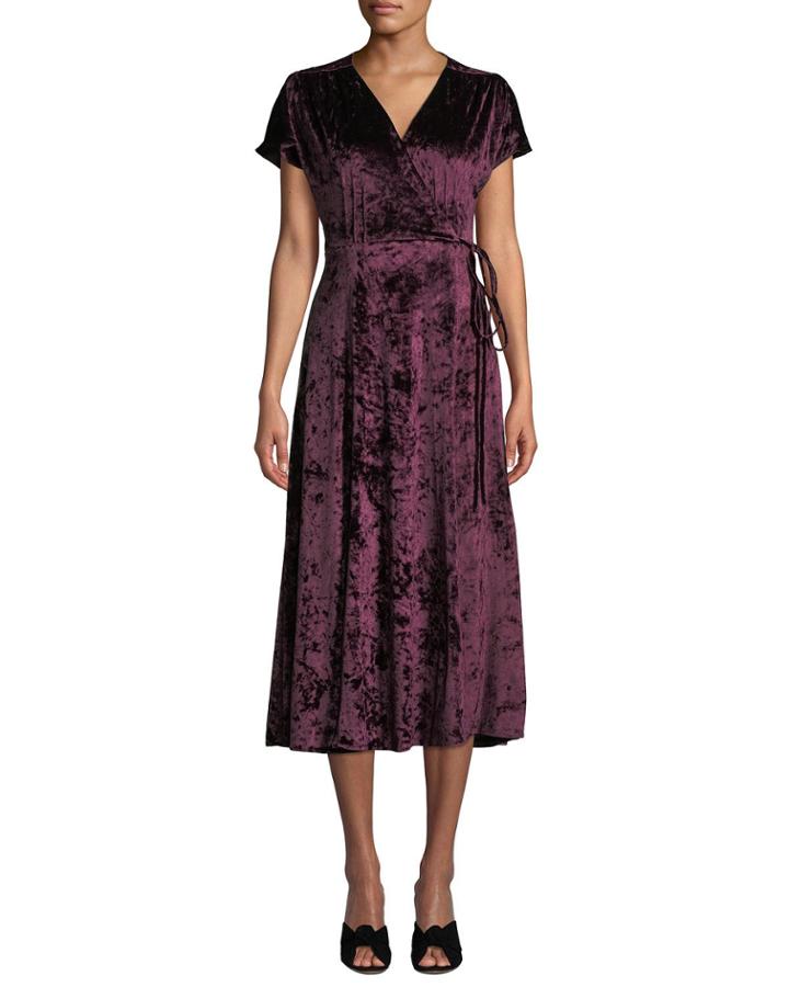 Velvet Tie-front Wrap Dress