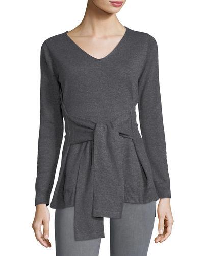 Tie-front V-neck