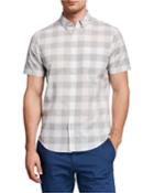 Men's Short-sleeve Jaspe Buffalo Check Button-down