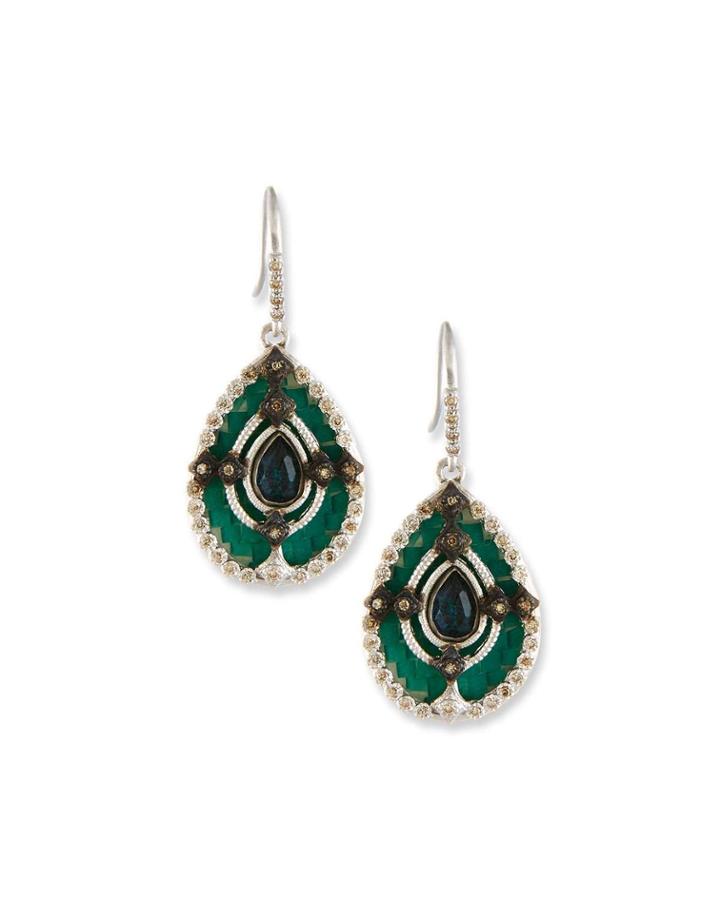 New World Teal Mosaic Earrings With Champagne Diamonds