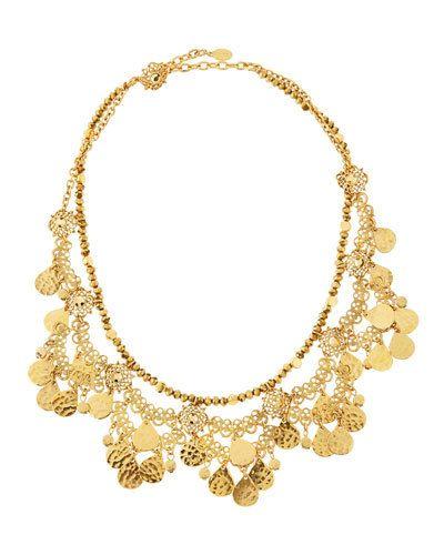 Golden Lacy Draped Collar Necklace