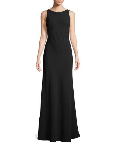 Sleeveless Drape-back Trumpet Gown