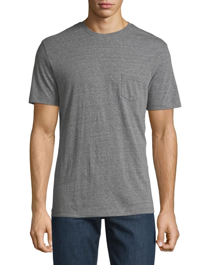 Men's Heathered Short-sleeve Crewneck Pocket Tee