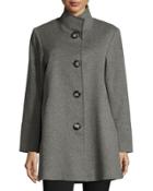 Stand-collar Wool-cashmere Coat, Gray