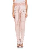 Silk Knotted Sleeve-effect Cargo Pants
