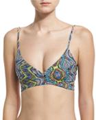 Reversible Wrap Swim Top, Black Pattern
