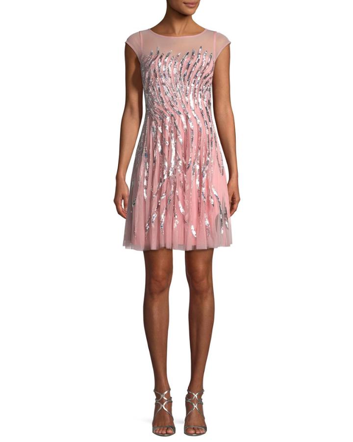 Sequin-detail Mini Cocktail Dress