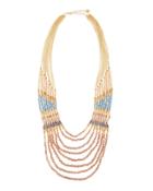 Multi-strand Wood, Agate & Crystal Beaded Necklace