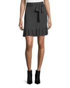 Sweater Miniskirt With Waist Tie