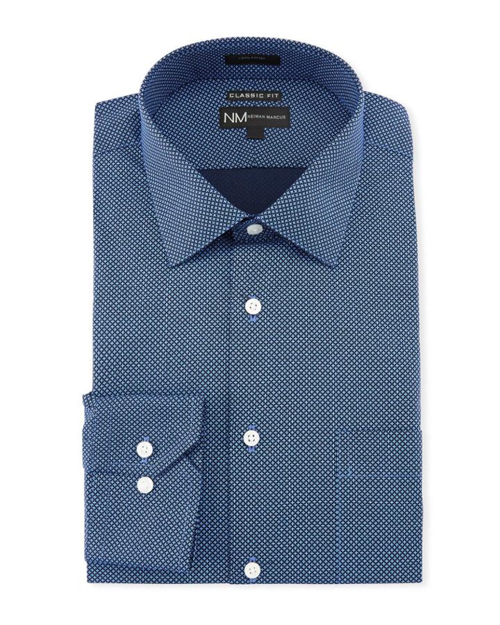 Men's Classic-fit Regular-finish Printed Dress