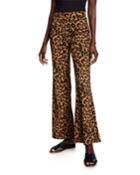 Leopard-print Flare-leg Pants