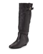 Insight Leather Demi-wedge Boot, Black
