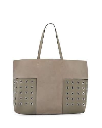Block-t Grommet Leather Tote Bag, French Gray