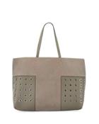 Block-t Grommet Leather Tote Bag, French Gray