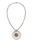 Agate & Champagne Diamond Beaded Pendant Necklace