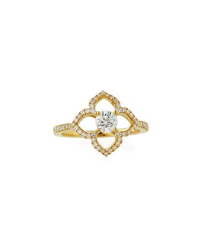 18k Pave Diamond Lotus Flower Ring,