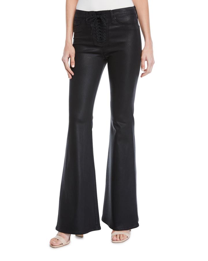 Bullocks Lace-up Faux-leather Flare-leg Pants