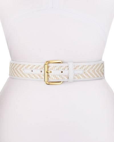 Woven Straw 42mm Belt, Natural