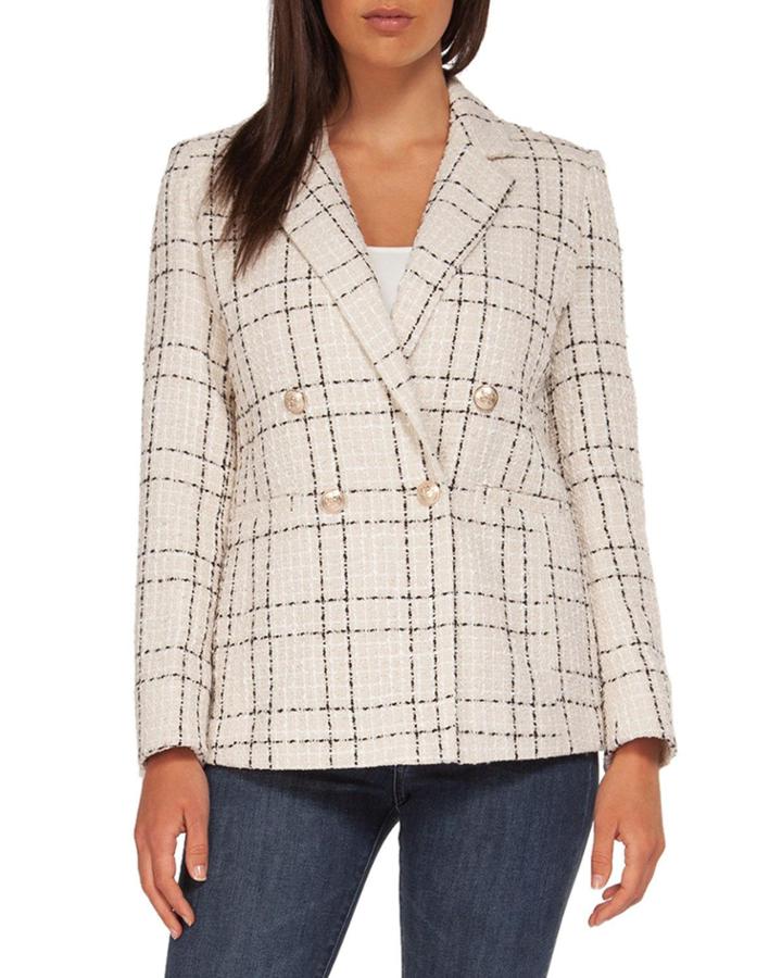 Double=breasted Plaid Jacket