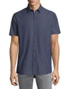 Men's Short-sleeve Printed Denim Chambray