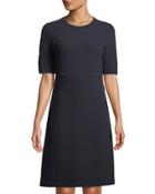 Short-sleeve Stretch-boucle Dress