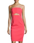Strapless Cutout Sheath Dress, Coral