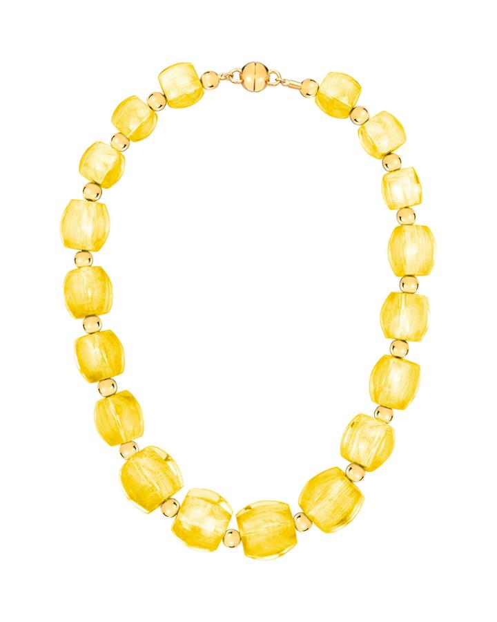Triangular-prism Bead Necklace, Yellow