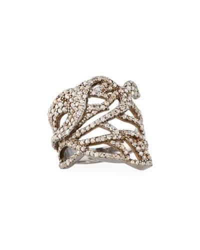 Asymmetric Cutout Champagne Diamond Ring,