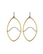 Oval Wave Earrings W/ Diamonds, Gold,