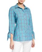 Jackie Bermuda-plaid Tie-sleeve