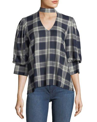 Trixie Peek-a-boo Plaid Top