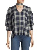 Trixie Peek-a-boo Plaid Top