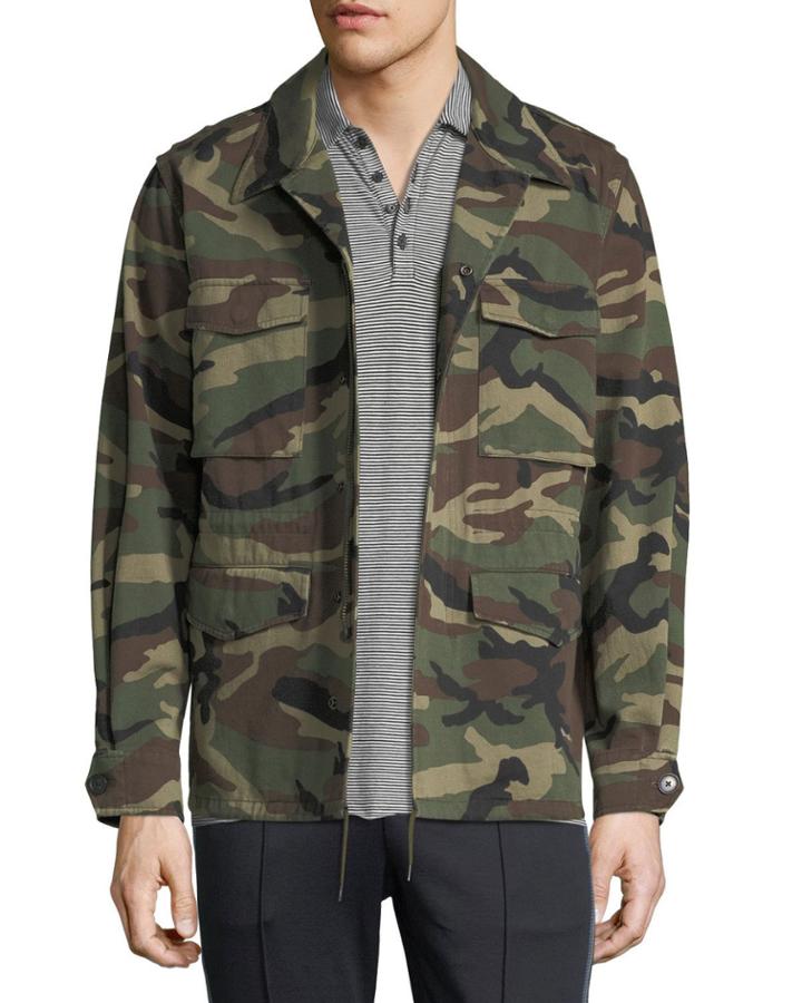 Camouflage-print Military Jacket