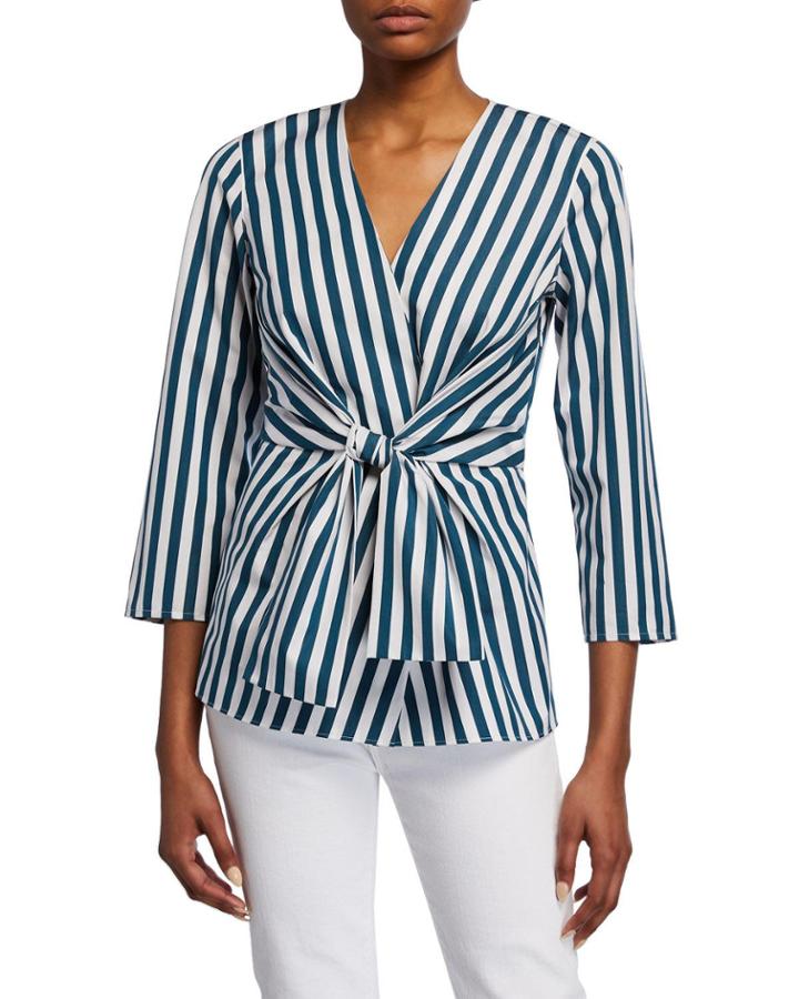Dayana Strada Stripe V-neck 3/4-sleeve Blouse