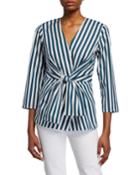 Dayana Strada Stripe V-neck 3/4-sleeve Blouse