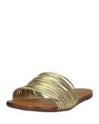 Eva Metallic Strappy Slide Sandal, Gold