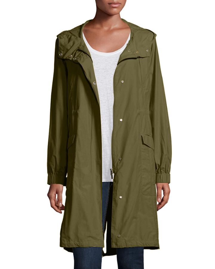 Plus Size Hooded Long Anorak Jacket