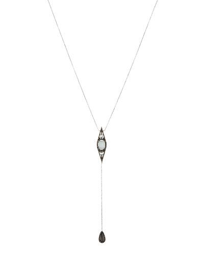 Moonstone & Diamond Y-drop Necklace