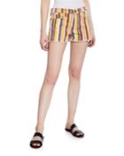 Le Cut Off Painterly-stripe Denim