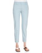 Double-stretch Twill Cropped Pants, Nile Blue