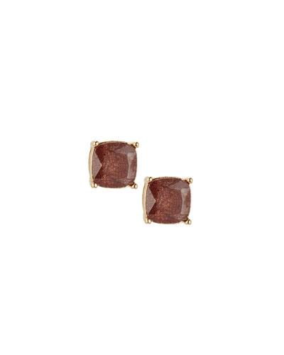 Cushion-cut Cz Speckle Stud Earrings, Brown