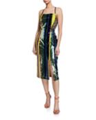 Influencer Multi-sequin Stripe Sleeveless Cocktail Dress