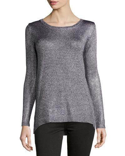 Metallic Knit High-low Tunic, Pewter