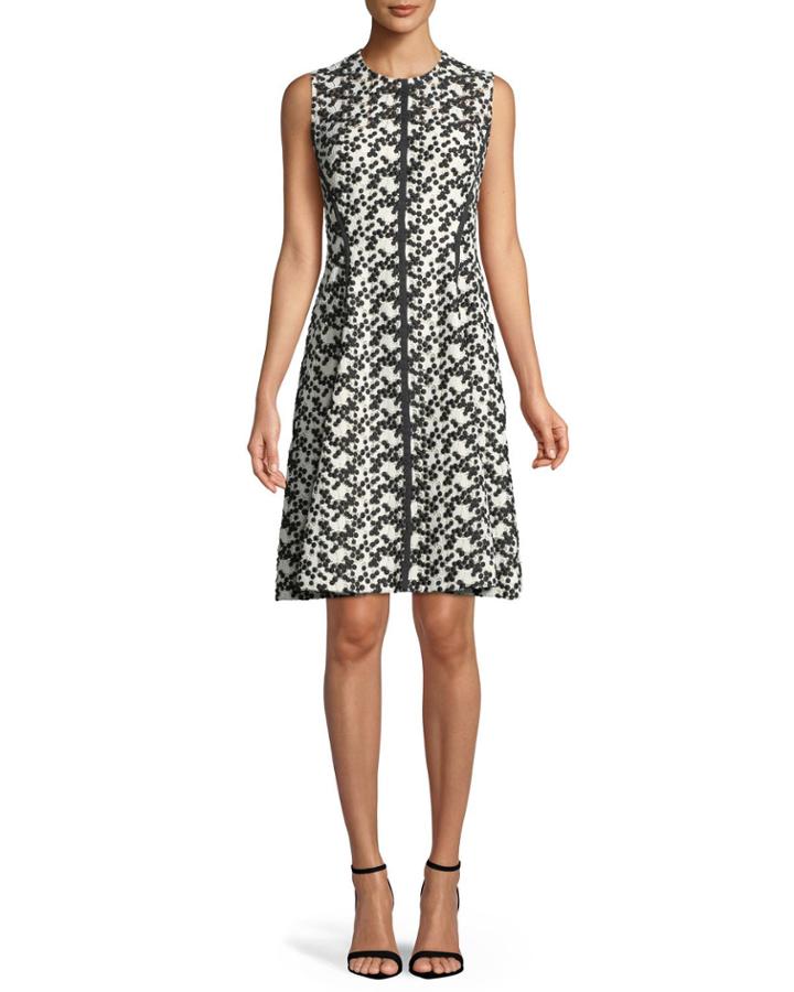 Dotted Floral-lace Fit-and-flare Dress