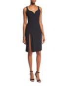 Sleeveless Sweetheart Petal-detail Dress, Black