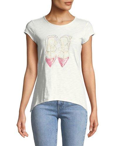Rhinestone-pump Cap-sleeve Tee