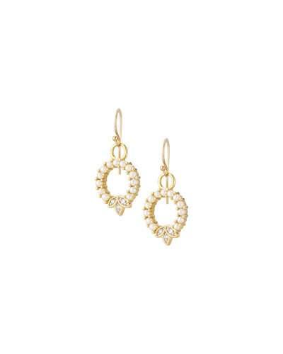 Sonoma 18k Open Circle Dangle & Drop Earrings W/ Pearls & Diamonds