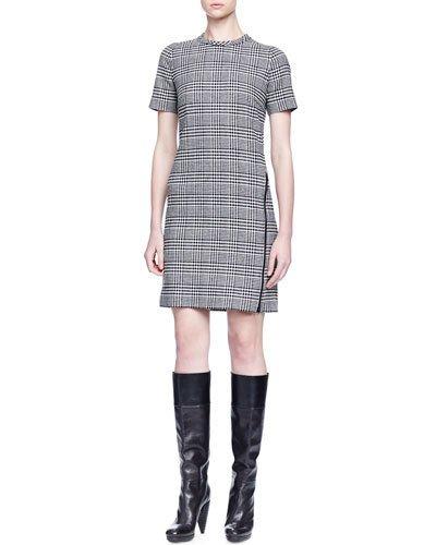 Wrap-around-zip Glen Plaid Dress