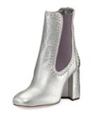 Studded Metallic Leather Chelsea Boot