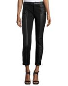 Faux-leather Zip Pocket Pants, Black